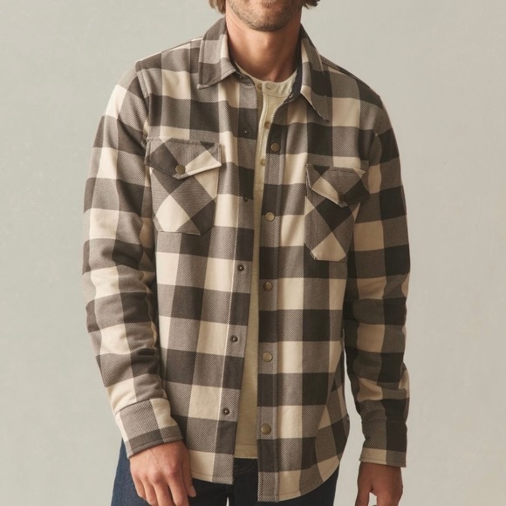 NWOT American Giant Unisex Redwood Fleece Overshirt Plaid Jacket M Shacket